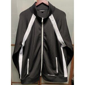Karl Lagerfeld Paris Men's Full Zip Track Jacket Black & White Size XXL